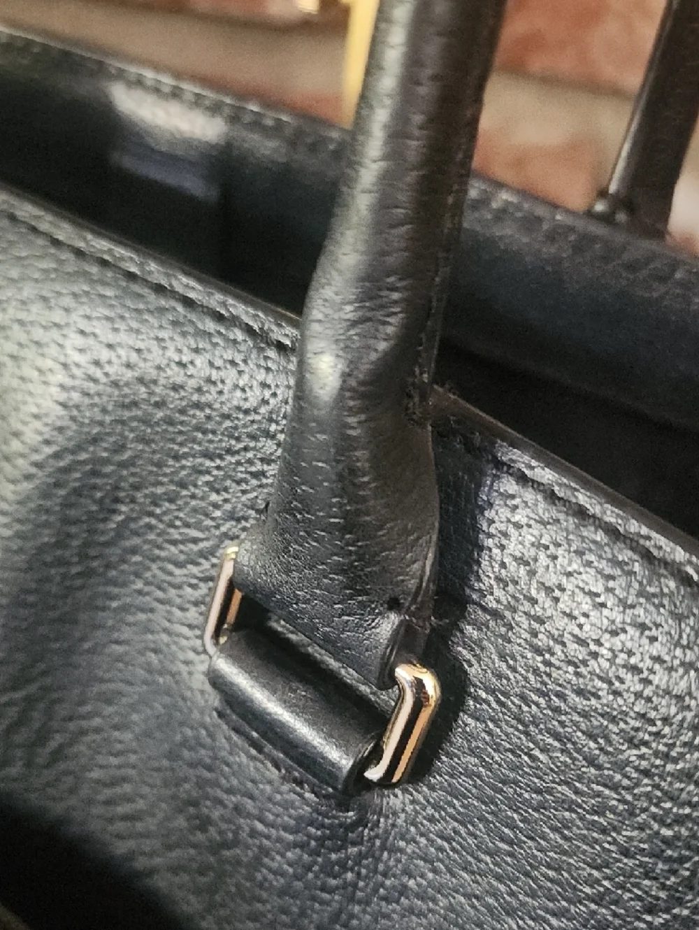 Kate Spade Black Pebbled Leather Tote Zip Front Pocket Work Bag Classic Shopper